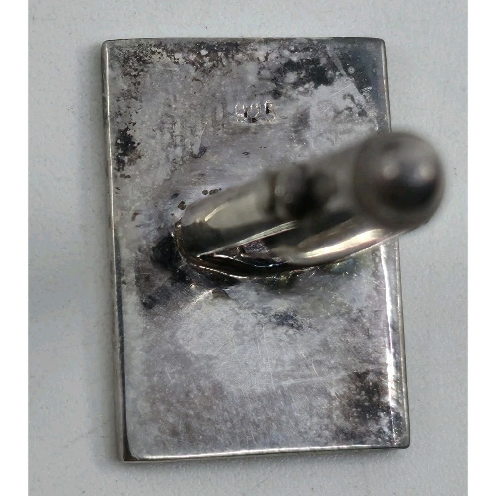 Vintage Stafford Sterling Rectangular Etched Bullet Back Cufflinks w/Metal Box - Picture 3 of 3